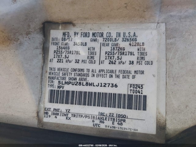 1998 LINCOLN NAVIGATOR 5LMPU28L8WLJ12736 Photo 8