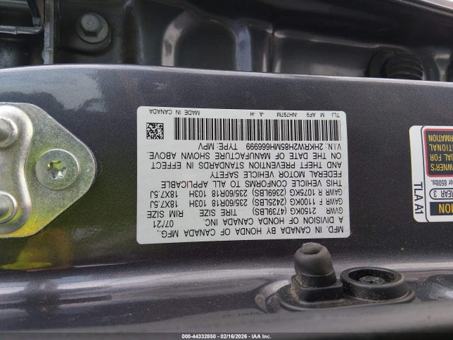 2HKRW2H85MH666999 Honda Cr-v Awd Ex-l