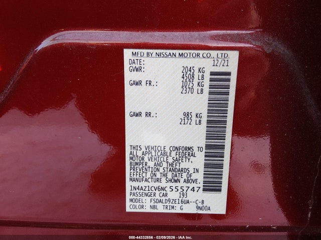2022 NISSAN LEAF 1N4AZ1CV6NC555747 Photo 9
