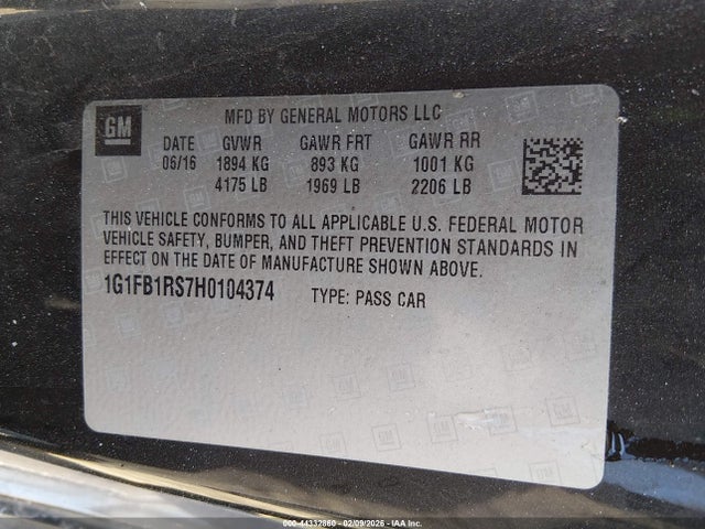 2017 CHEVROLET CAMARO 1G1FB1RS7H0104374 Photo 8