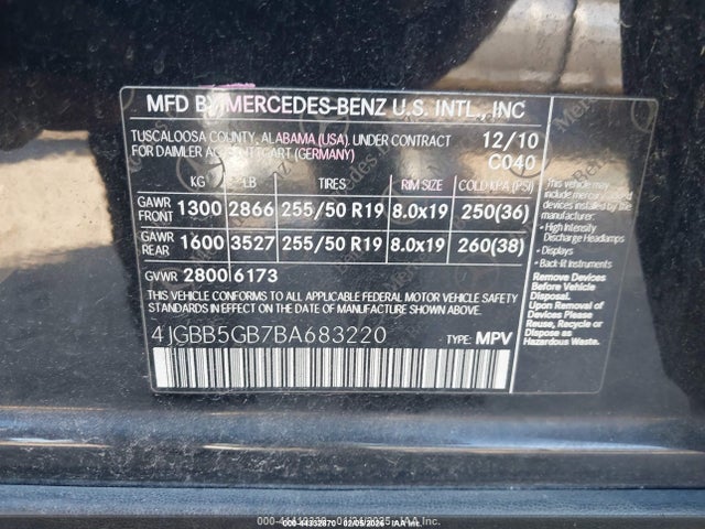 Продаж на аукціоні авто 2011 Mercedes-benz Ml 350, vin: 4JGBB5GB7BA683220, номер лоту: 44332870