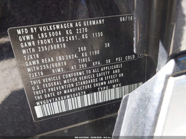 2017 VOLKSWAGEN TIGUAN WVGUV7AX8HW504579 Photo 8