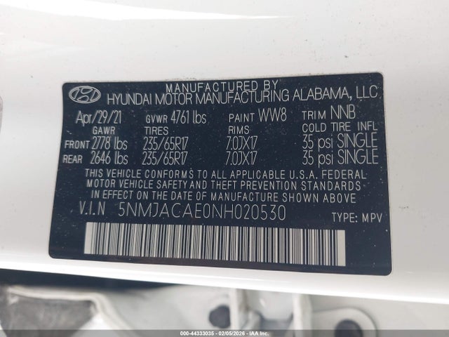 2022 HYUNDAI TUCSON 5NMJACAE0NH020530 Photo 8