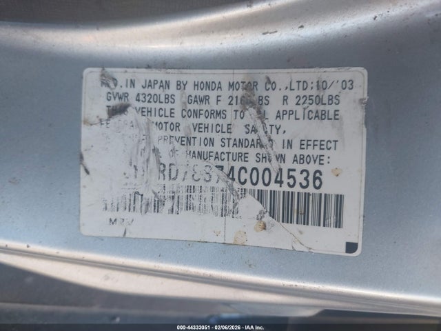 2004 HONDA CR-V JHLRD78874C004536 Photo 8