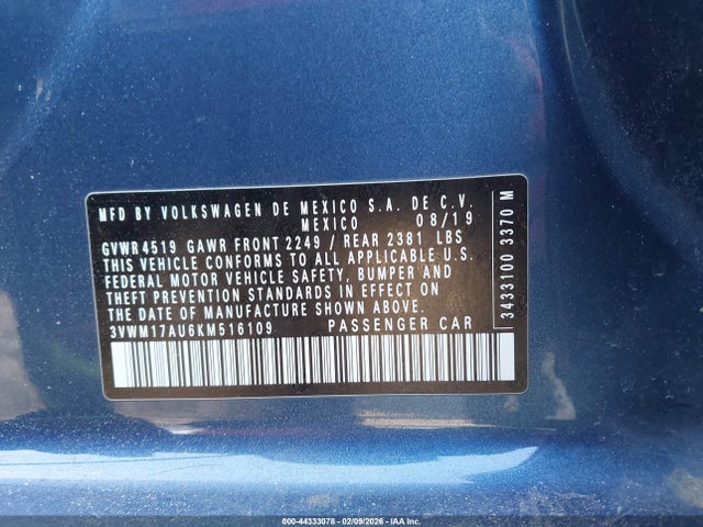 2019 VOLKSWAGEN GOLF ALLTRACK 3VWM17AU6KM516109 Photo 8