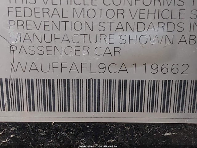 2012 Audi A4 2.0t Premium მანქანა იყიდება აუქციონზე, vin: WAUFFAFL9CA119662, აუქციონის ნომერი: 44333100