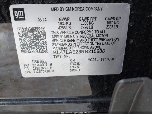 44333115 :رقم المزاد ، KL47LAE26RB215688 vin ، 2024 Buick Envista Preferred Fwd مزاد بيع
