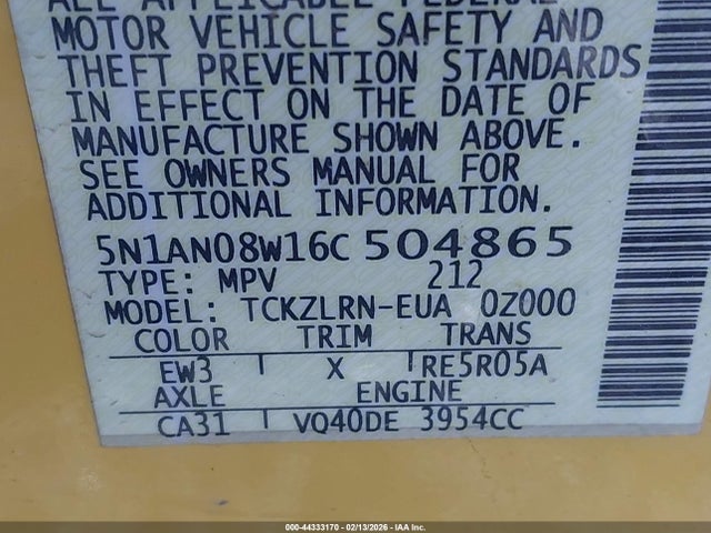 2006 NISSAN XTERRA 5N1AN08W16C504865 Photo 8