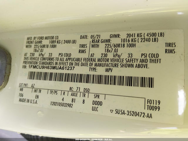 2021 FORD ESCAPE 1FMCU9H63MUA61237 Photo 8