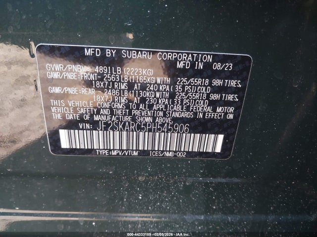 2023 SUBARU FORESTER JF2SKARC5PH545906 Photo 8