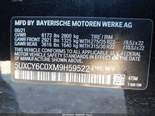 Продаж на аукціоні авто 2021 Bmw X6 Xdrive40i, vin: 5UXCY6C0XM9H59522, номер лоту: 44333203