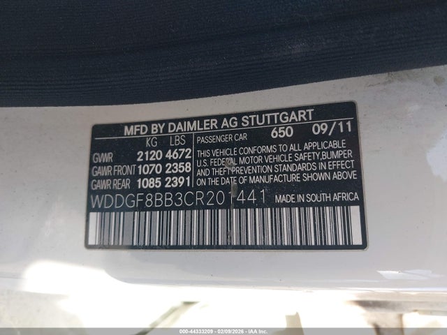 Продаж на аукціоні авто 2012 Mercedes-benz C 300 Luxury 4matic/sport 4matic, vin: WDDGF8BB3CR201441, номер лоту: 44333209