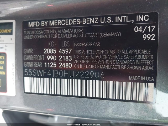 55SWF4JB0HU222906 Mercedes-Benz C 300 Sport