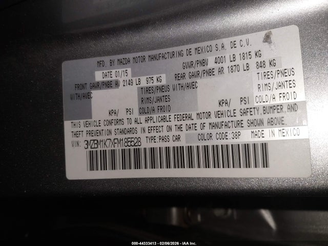 Aukcja sprzedaży 2015 Mazda Mazda3 I Sport, vin: 3MZBM1K7XFM185528, numer aukcji: 44333413