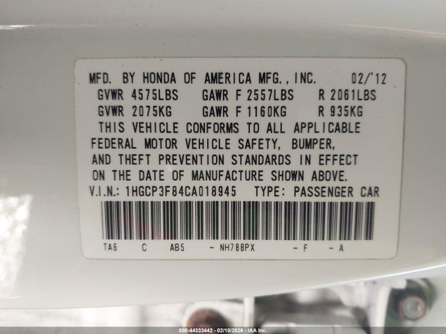 2012 HONDA ACCORD SDN 1HGCP3F84CA018945 Photo 8