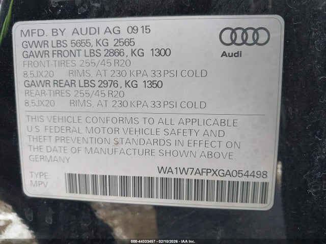 2016 AUDI Q5 WA1W7AFPXGA054498 Photo 8