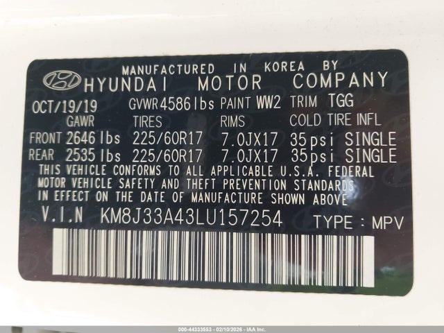 2020 HYUNDAI TUCSON KM8J33A43LU157254 Photo 8