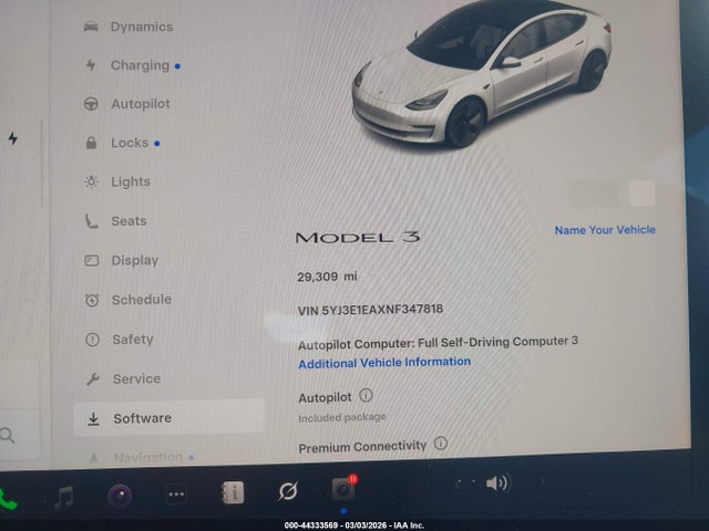 Aukcja sprzedaży 2022 Tesla Model 3 Rear-wheel Drive, vin: 5YJ3E1EAXNF347818, numer aukcji: 44333569