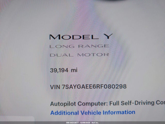 Продаж на аукціоні авто 2024 Tesla Model Y Long Range Dual Motor All-wheel Drive, vin: 7SAYGAEE6RF080298, номер лоту: 44333577