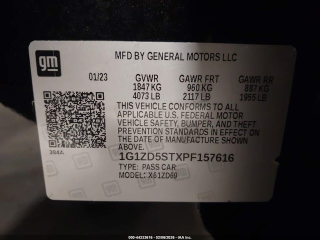 1G1ZD5STXPF157616 Chevrolet Malibu Fwd 1lt