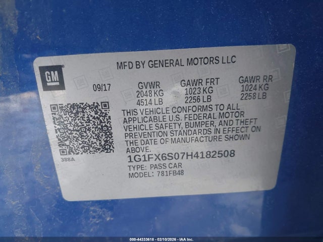 1G1FX6S07H4182508 Chevrolet Bolt Ev Premier