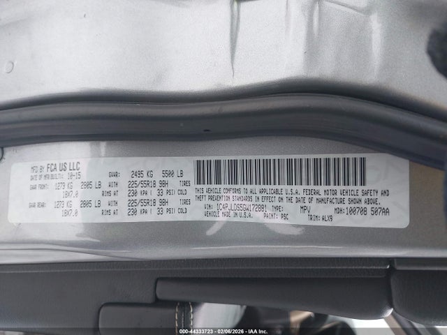 2016 Jeep Cherokee Limited მანქანა იყიდება აუქციონზე, vin: 1C4PJLDS5GW172881, აუქციონის ნომერი: 44333723