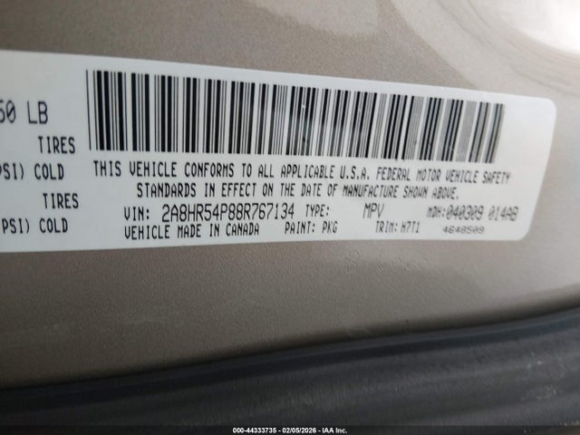 Aukcja sprzedaży 2008 Chrysler Town & Country Touring, vin: 2A8HR54P88R767134, numer aukcji: 44333735