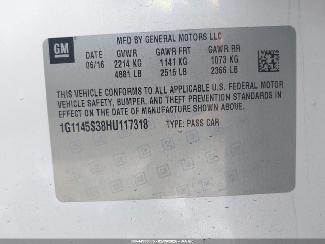 1G1145S38HU117318 Chevrolet IMPALA 2LZ