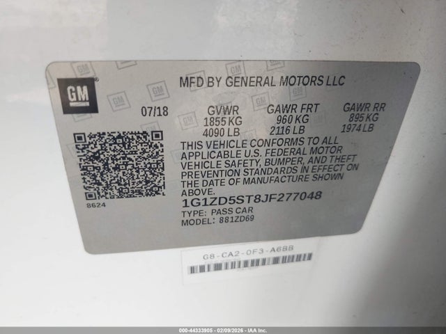 1G1ZD5ST8JF277048 Chevrolet MALIBU LT