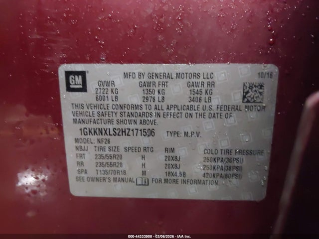 Aukcja sprzedaży 2017 Gmc Acadia Denali, vin: 1GKKNXLS2HZ171506, numer aukcji: 44333908