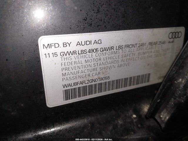 2016 AUDI A4 WAUBFAFL2GN018055 Photo 8