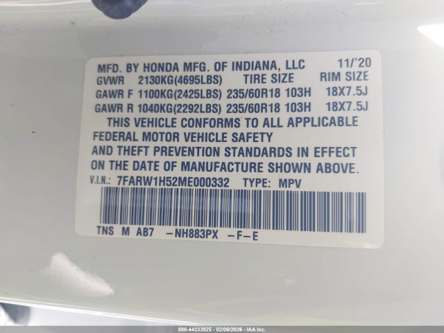 7FARW1H52ME000332 Honda Cr-v 2wd Ex