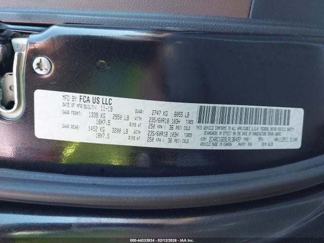 Aukcja sprzedaży 2020 Chrysler Pacifica Limited, vin: 2C4RC1GG9LR136497, numer aukcji: 44333934