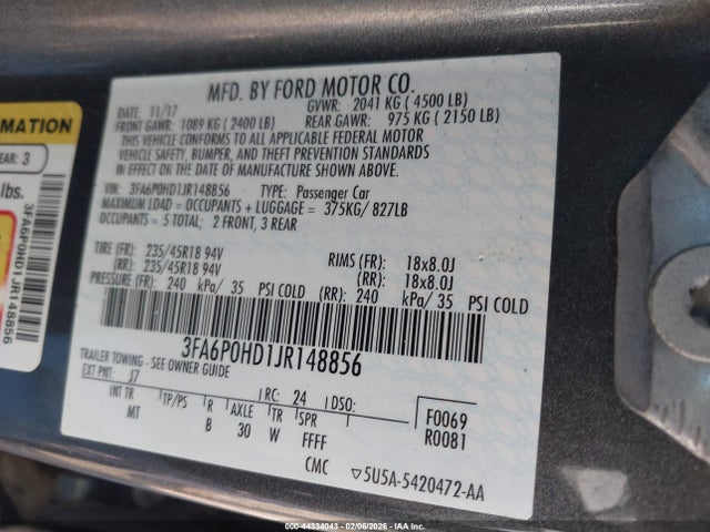 2018 FORD FUSION 3FA6P0HD1JR148856 Photo 8