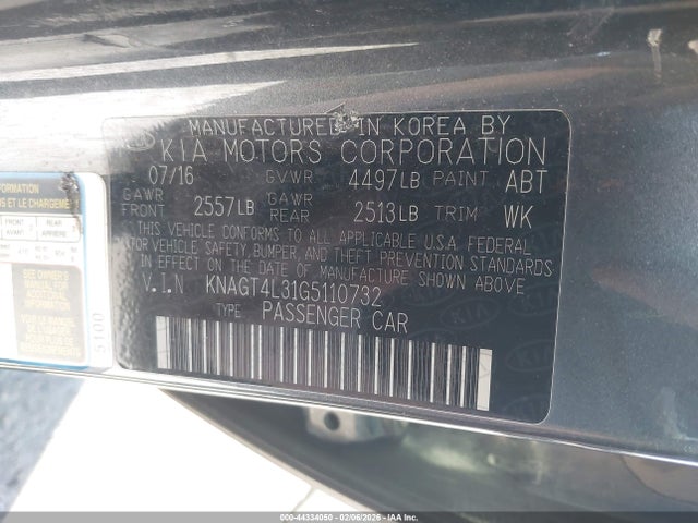 KNAGT4L31G5110732 KIA Optima Lx