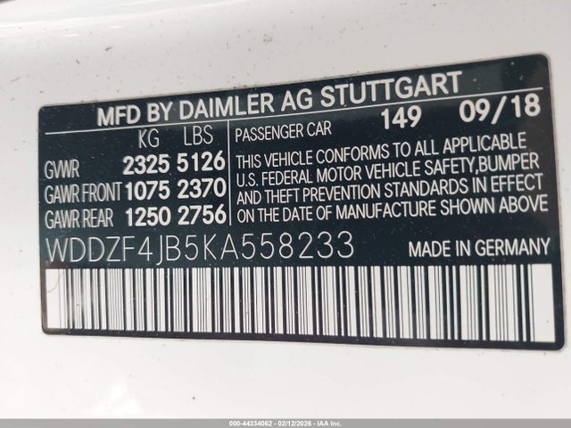 Продаж на аукціоні авто 2019 Mercedes-benz E 300, vin: WDDZF4JB5KA558233, номер лоту: 44334062