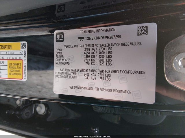 Продажа на аукционе авто 2023 Chevrolet Suburban 4wd Z71, vin: 1GNSKDKD6PR287299, номер лота: 44334076