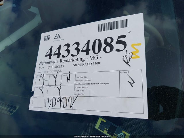 1GB4CVCG2KF229153 Chevrolet Silverado 3500hd Chassis Wt