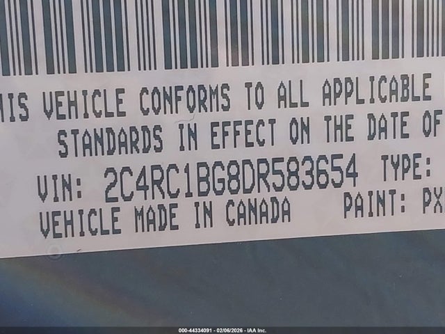 2013 Chrysler Town & Country Touring მანქანა იყიდება აუქციონზე, vin: 2C4RC1BG8DR583654, აუქციონის ნომერი: 44334091