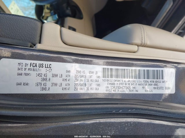 1C4RJFBGXHC773425 Jeep Grand Cherokee Limited 4x4