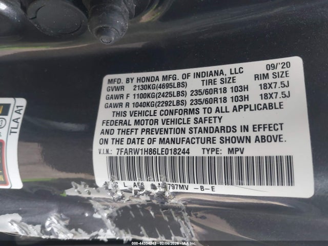 7FARW1H86LE018244 Honda Cr-v 2wd Ex-l