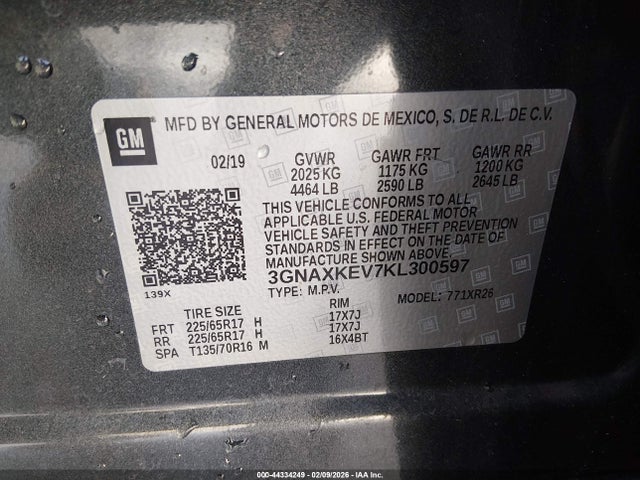 2019 CHEVROLET EQUINOX 3GNAXKEV7KL300597 Photo 8