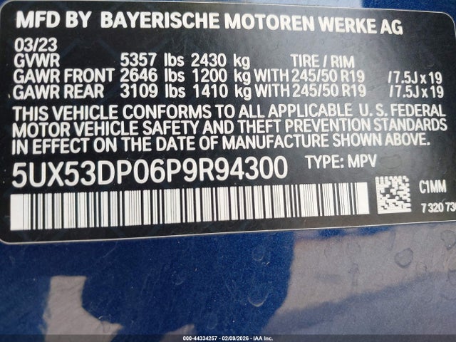 Продажа на аукционе авто 2023 Bmw X3 Xdrive30i, vin: 5UX53DP06P9R94300, номер лота: 44334257