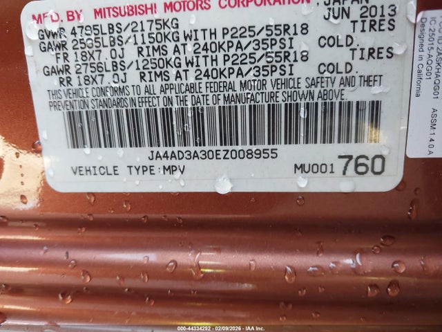 Aukcja sprzedaży 2014 Mitsubishi Outlander Se, vin: JA4AD3A30EZ008955, numer aukcji: 44334292
