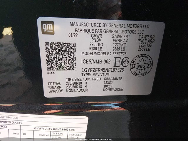 Продажа на аукционе авто 2022 Cadillac Xt4 Sport, vin: 1GYFZFR45NF107326, номер лота: 44334313