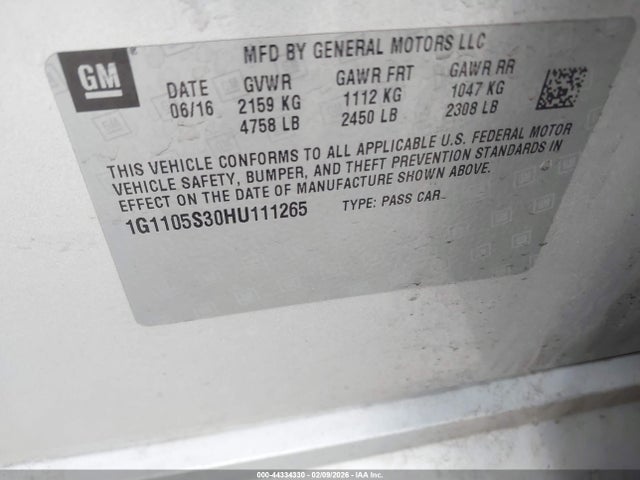 1G1105S30HU111265 Chevrolet IMPALA 1LT