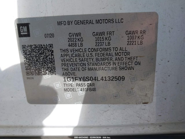 1G1FY6S04L4132509 Chevrolet Bolt Ev Fwd Lt