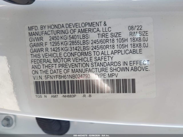 5FNYF8H61NB024793 Honda Passport Awd Trailsport