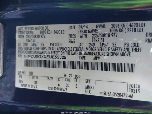 Ford ESCAPE SE 2014 1FMCU0GXXEUE55325 Image 9