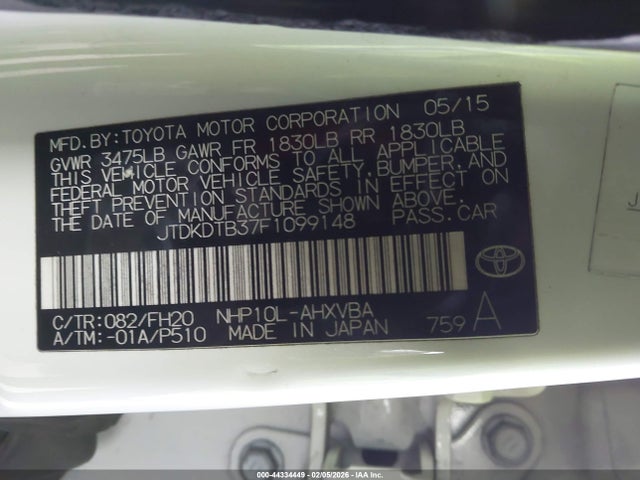 JTDKDTB37F1099148 Toyota Prius C One